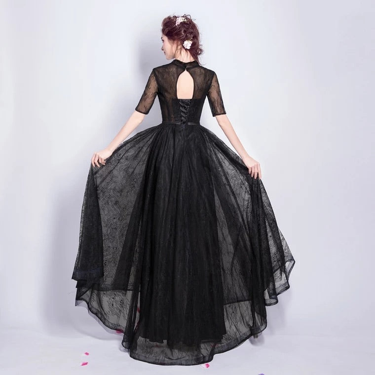 The Lerynn Short Sleeve Black Gown