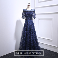 The Veranda Royal Blue Cape Sleeves Gown