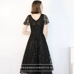 The Adella Short Sleeves Black Gown