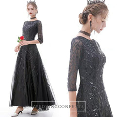 The Marleigh Long Sleeve Black/Blue/Silver Gown