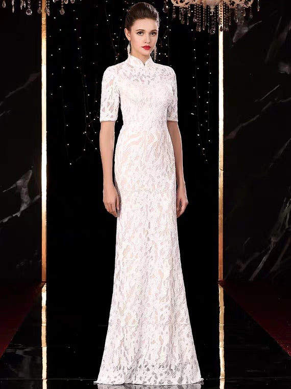 The Orient Wedding Bridal Cheongsam Mandarin Collar Gown