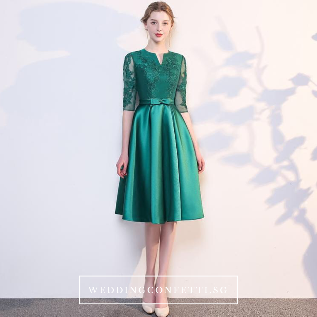 The Anastasia Green Lace Long Sleeves Gown