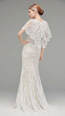 The Keranda Wedding Bridal Drape Sleeve Lace Gown