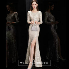The Quenta Long Sleeves Sequined Gown