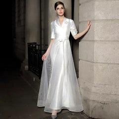 The Paloma Wedding Bridal White Short Sleeve Gown