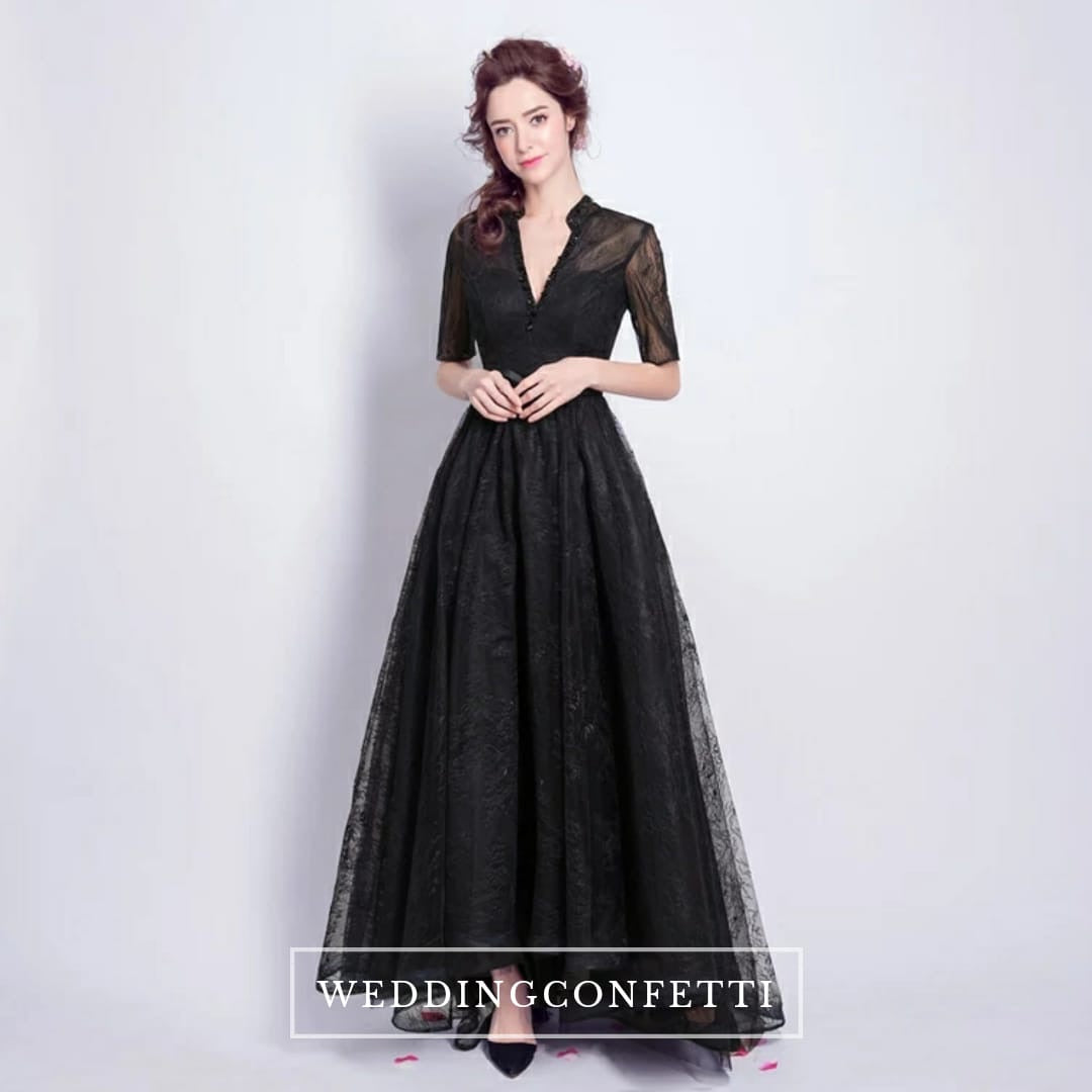 The Lerynn Short Sleeve Black Gown