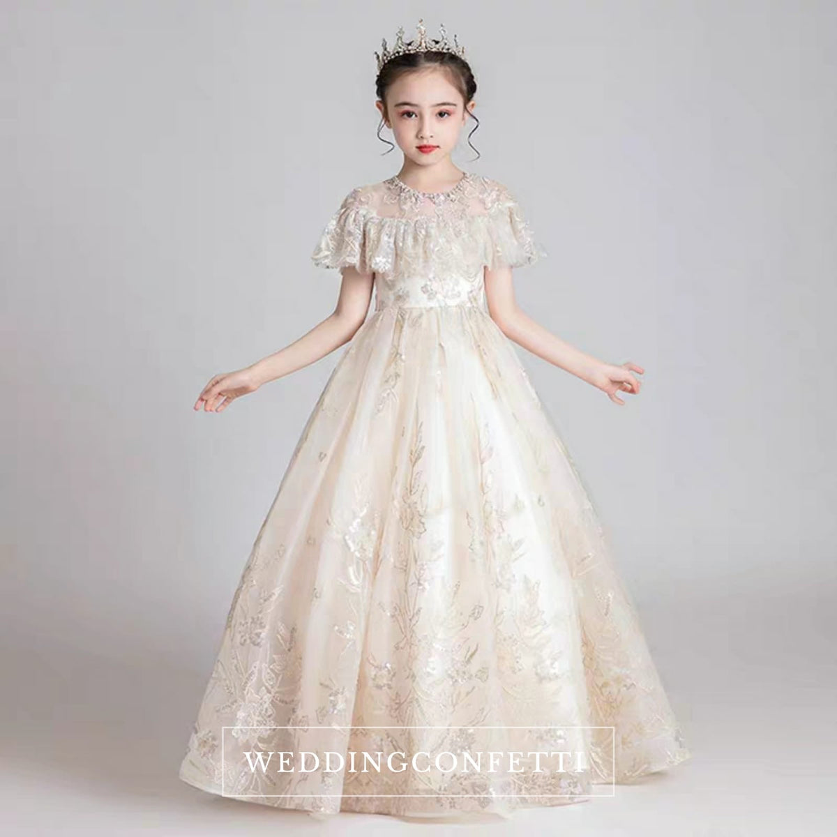 The Kyla Champagne Flower Girl Dress