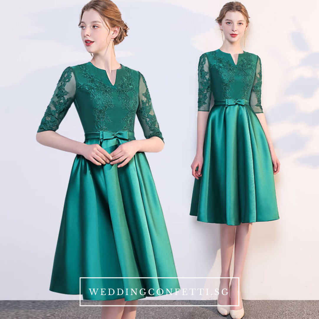 The Anastasia Green Lace Long Sleeves Gown