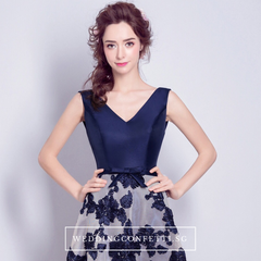 The Joanna Blue/Red Lace Sleeveless Gown