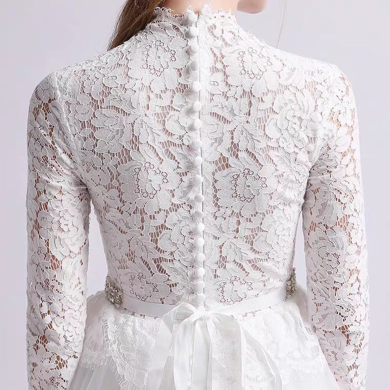 The Krasloe Wedding Bridal Long Sleeves Lace Gown