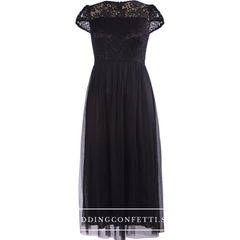 The Veronica Black Cap Sleeves Gown