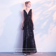 The Marilyn Glitter Silver / Black Sleeveless Gown