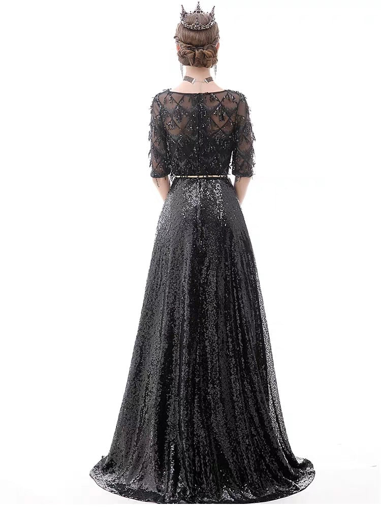 The Kumie Long Sleeve Black/Red/Pink/Silver Gown