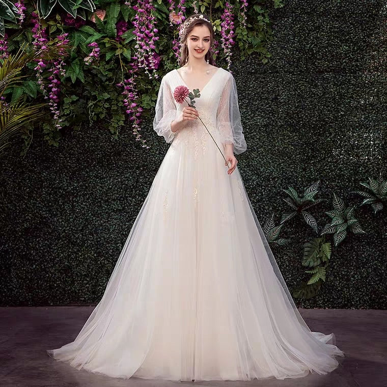 The Kylie Wedding Bridal Illusion Lace Sleeve Gown