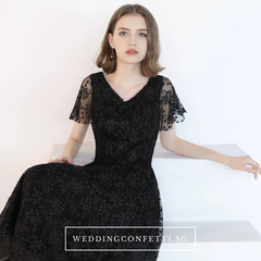 The Adella Short Sleeves Black Gown