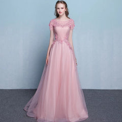 The Pennslyvania Pink Short Sleeve Tulle Gown