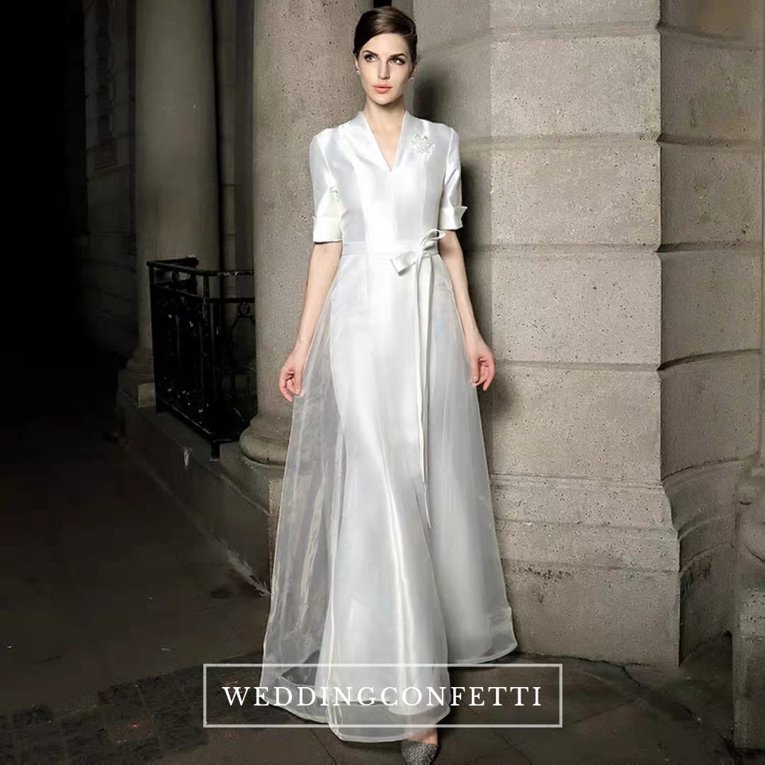 The Paloma Wedding Bridal White Short Sleeve Gown