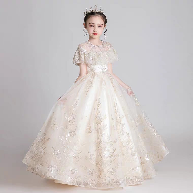 The Kyla Champagne Flower Girl Dress