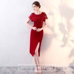 The Melinda Black / Red / Wine Red Lace Gown