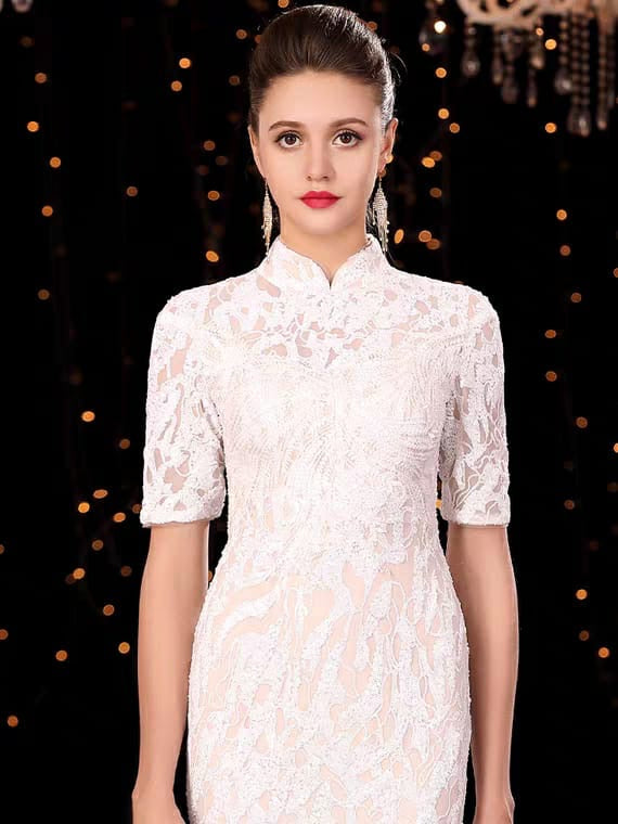 The Orient Wedding Bridal Cheongsam Mandarin Collar Gown
