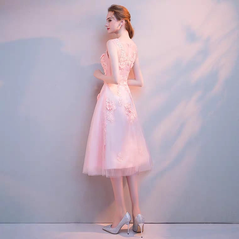 The Riley Pink/Champagne Sleeveless Tulle Gown