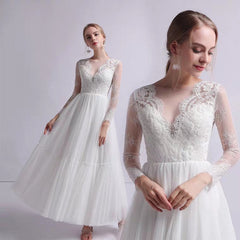 The Petrio Wedding Bridal Illusion Sleeves Lace Gown