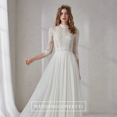 The Merlynda Wedding Bridal Long Illusion Sleeves Gown