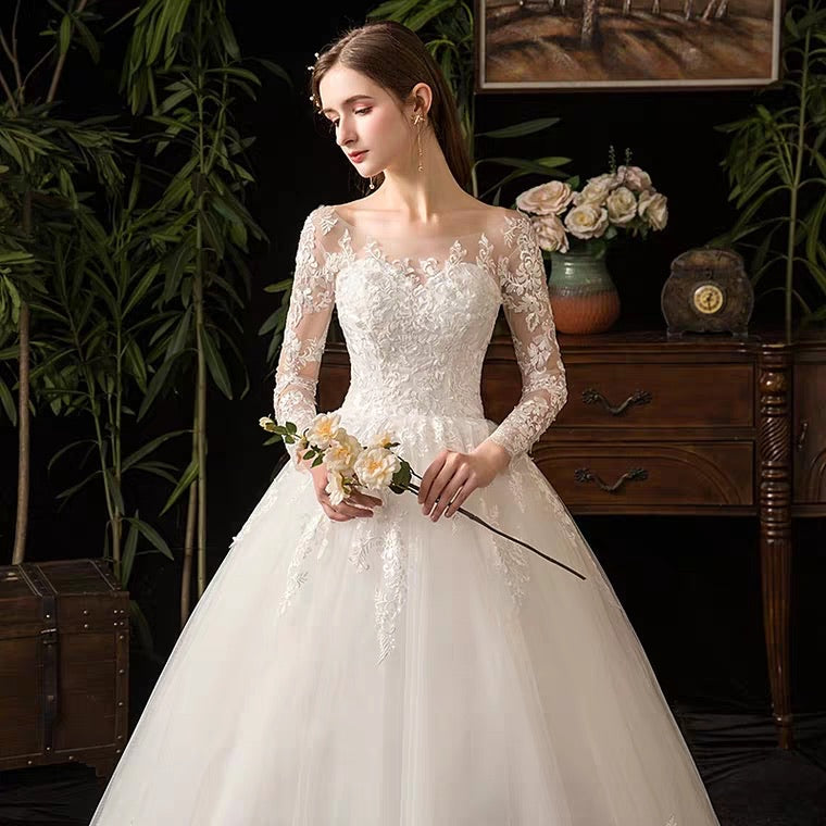 The Quentine Wedding Bridal Illusion Long Sleeves Gown