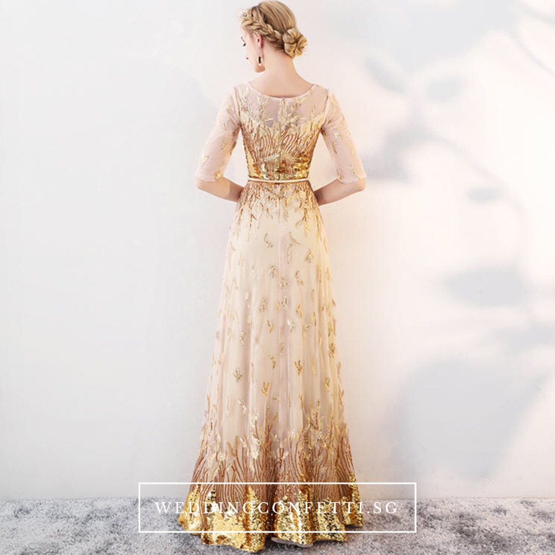 The Trina Gold Long Sleeves Gown