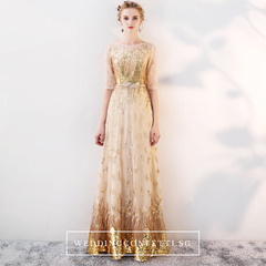 The Trina Gold Long Sleeves Gown
