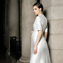 The Paloma Wedding Bridal White Short Sleeve Gown