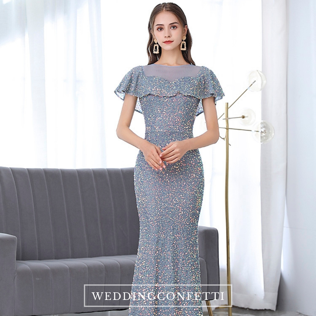 The Johanne Blue Glitter Mermaid Gown