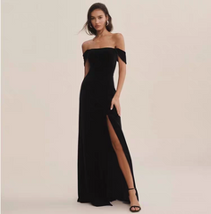 The Sol Evening Off Shoulder Black Mermaid Dress