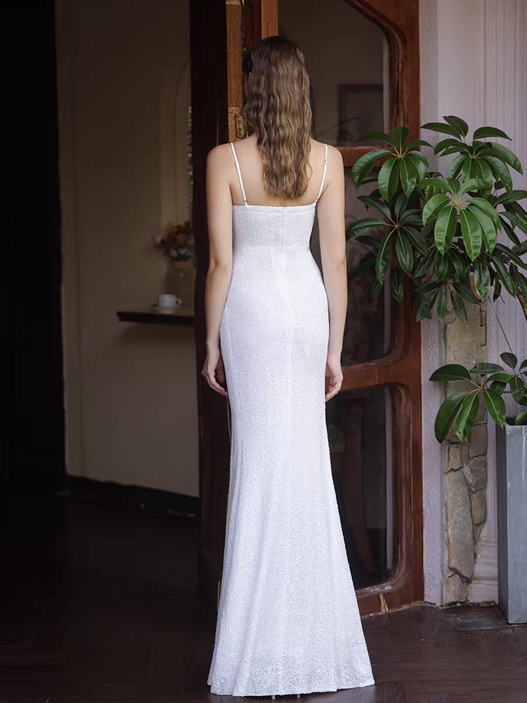 The Sleeveless High Slit Sequined Dress (Available in 2 Colours)