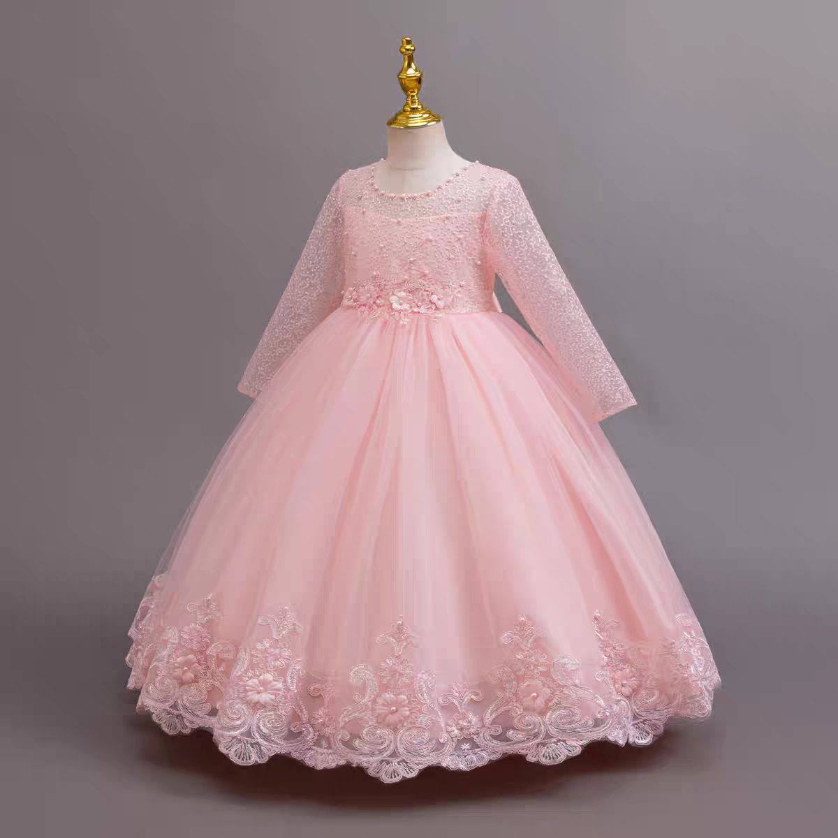 The Janny Flower Girl Dress (Long Sleeves) (Available in 4 colours)