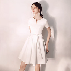 The Rishella White Short Sleeve Dress