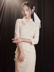 The Silhoue Long Sleeves Cheongsam Gown