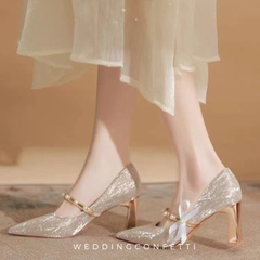 The Hiryu Wedding Bridal Champagne Gold/Silver Heels (Available in 3 Heights)