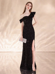 The Jolie Evening Sleeveless Black Toga Mermaid Dress