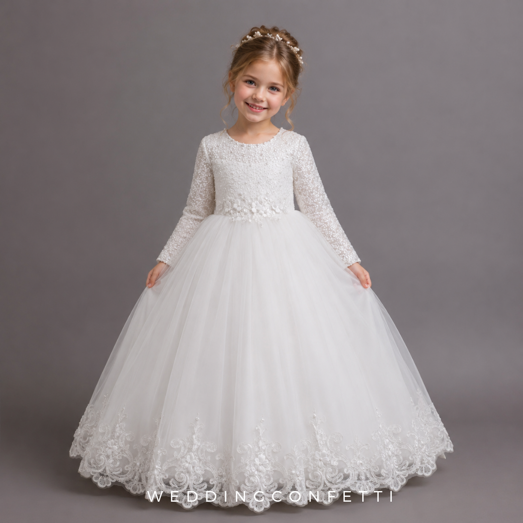 The Janny Flower Girl Dress (Long Sleeves) (Available in 4 colours)