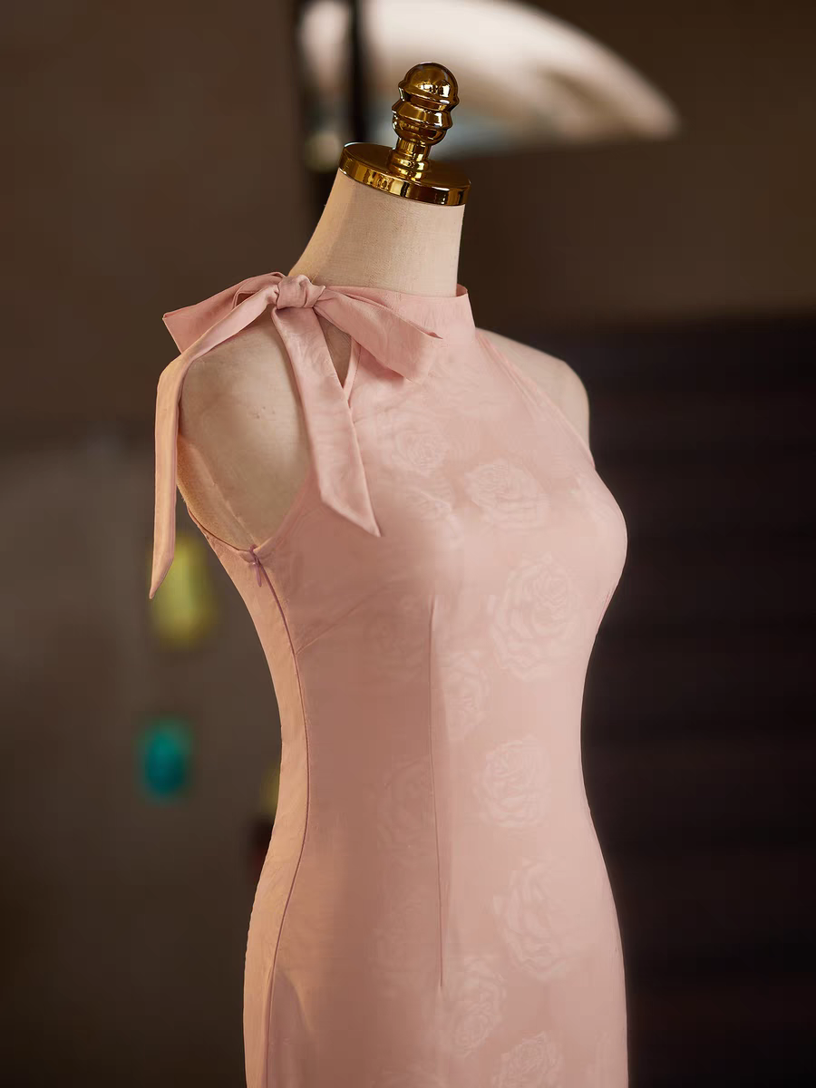 The Chiquita Pink Halter Cheongsam Gown