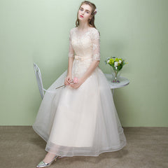 The Leanne Champagne Long Sleeves Lace Tulle Dress