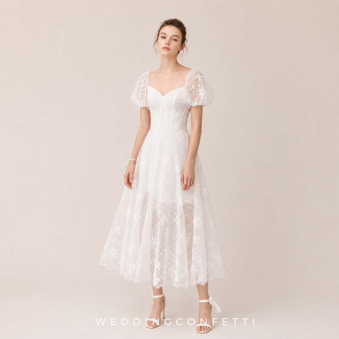 The Hyacinth White Puff Sleeves Bridgerton Inspired Dress