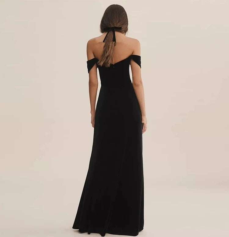 The Sol Evening Off Shoulder Black Mermaid Dress