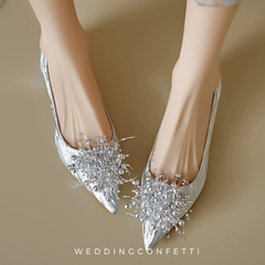The Oriena Wedding Bridal Silver Flats