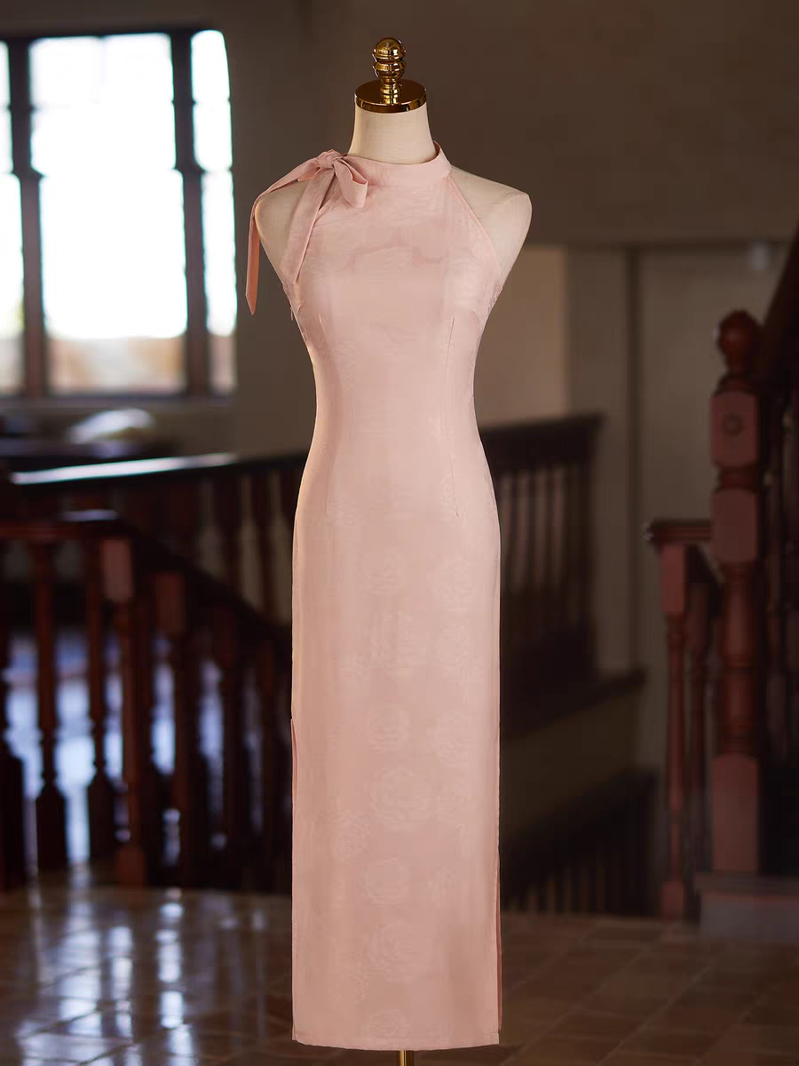 The Chiquita Pink Halter Cheongsam Gown