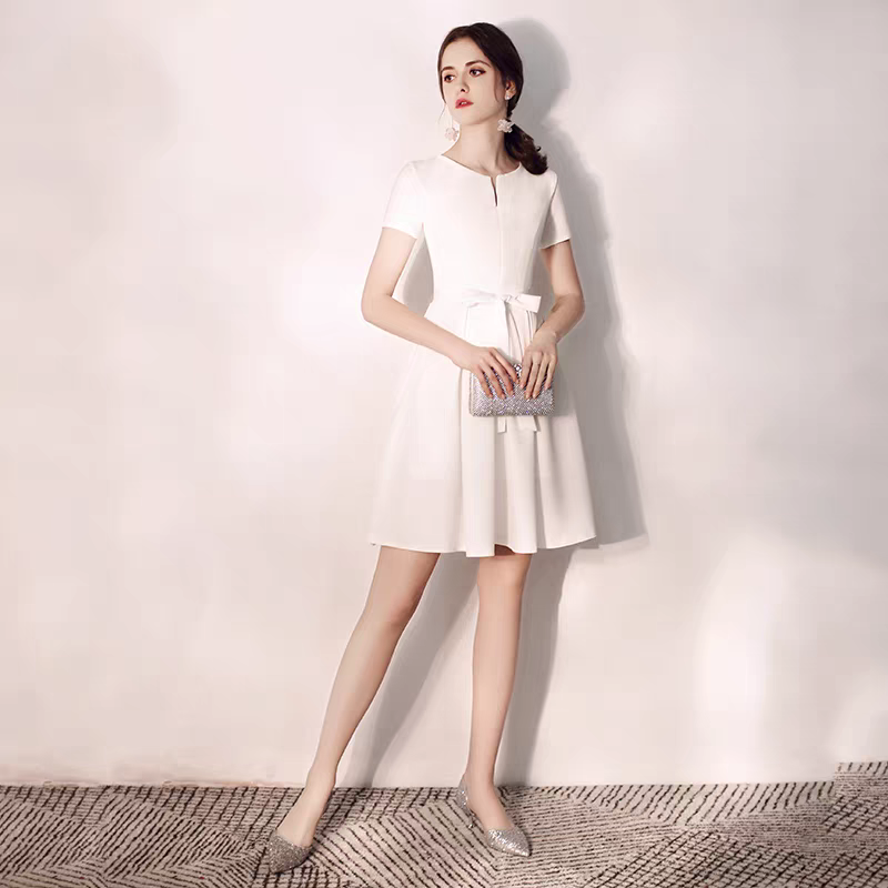The Rishella White Short Sleeve Dress