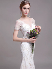 The Riley Wedding Bridal Short Sleeves Gown