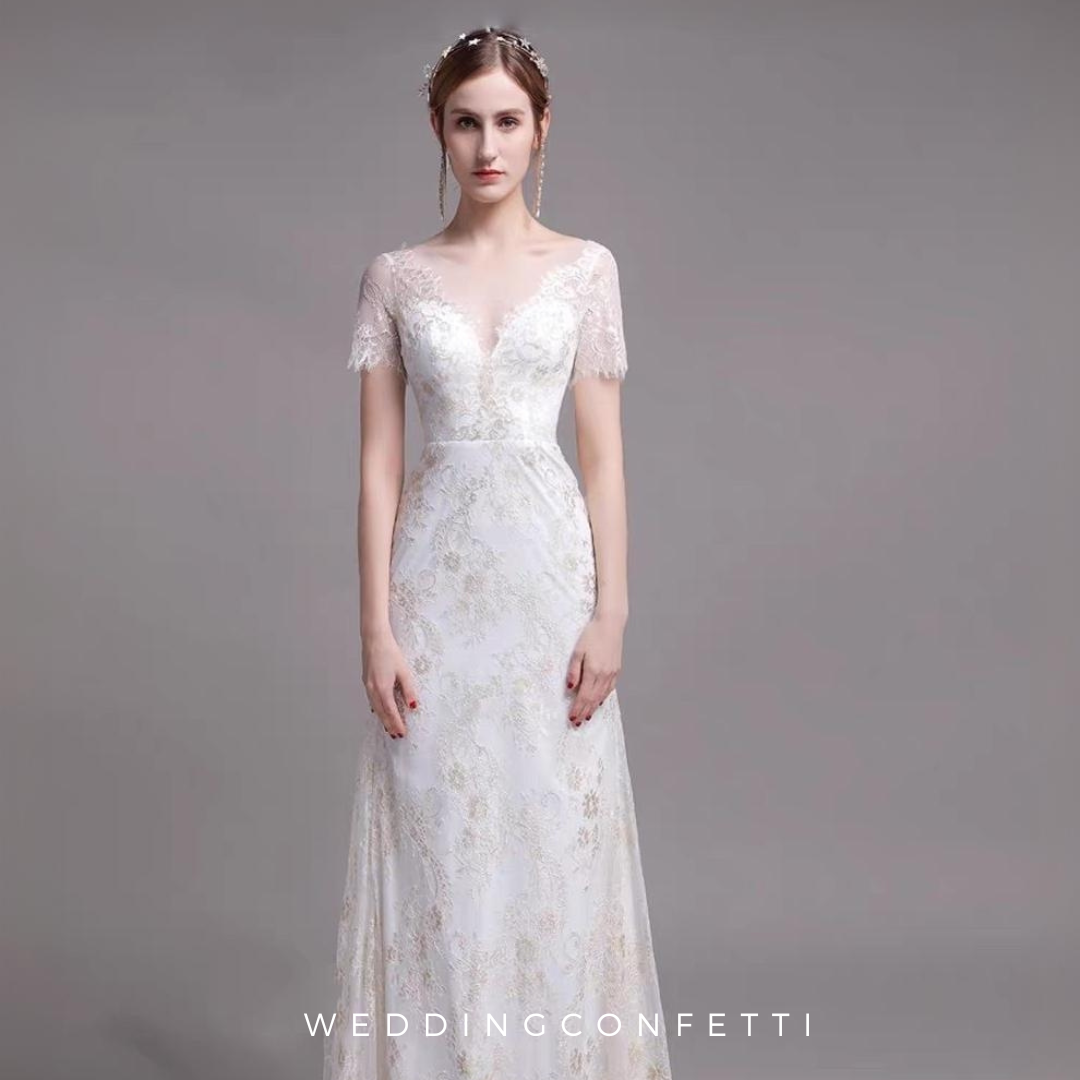 The Riley Wedding Bridal Short Sleeves Gown