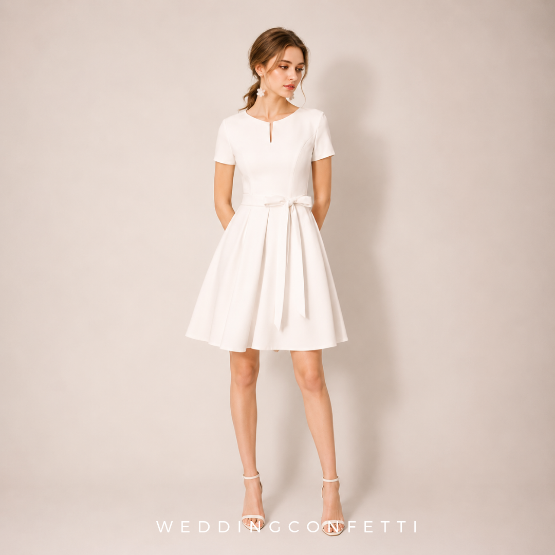 The Rishella White Short Sleeve Dress